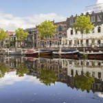 Canal houses along the river Eem in the center of Amersfoort.