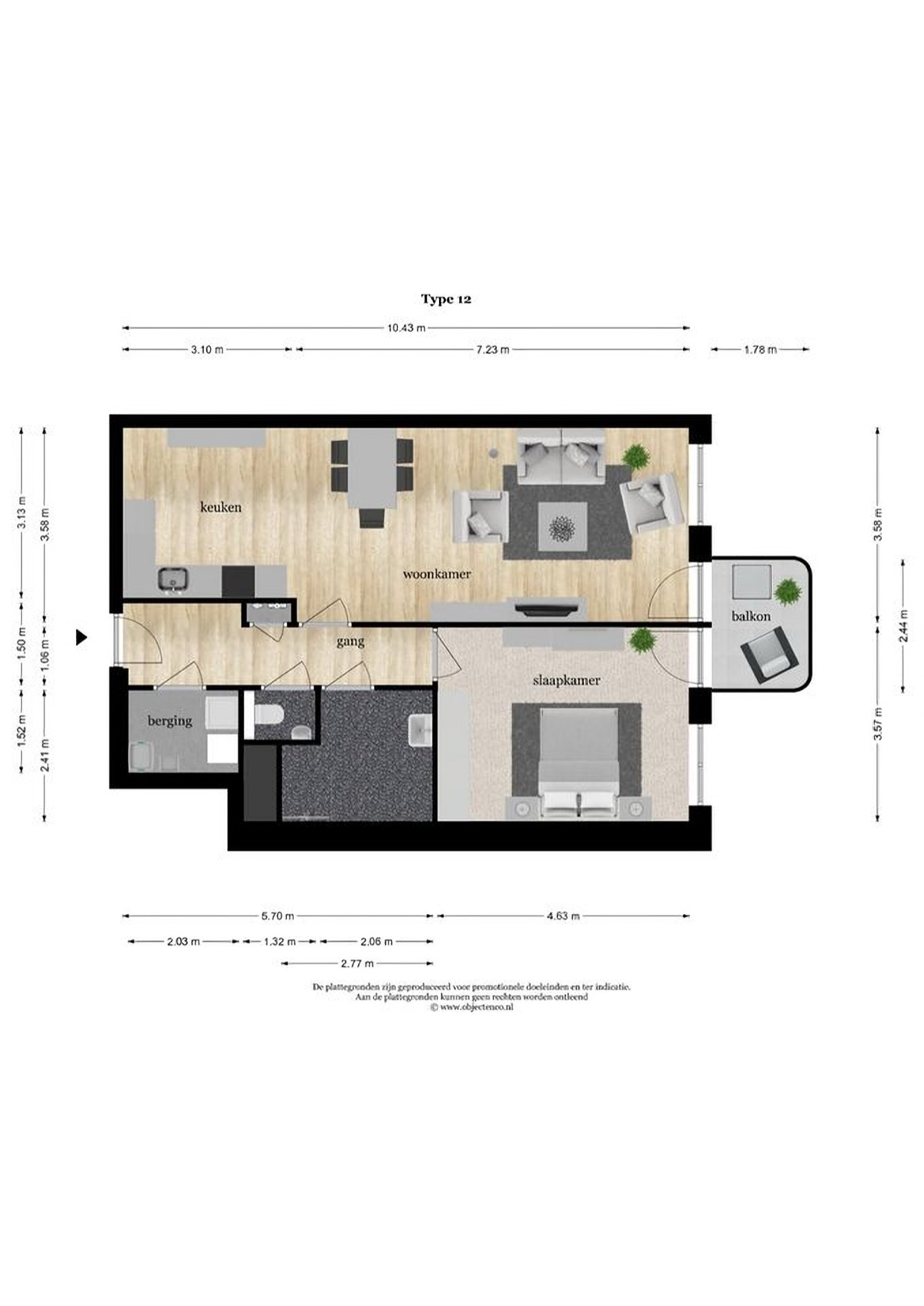 Plattegrond De Kwinkelier 44L